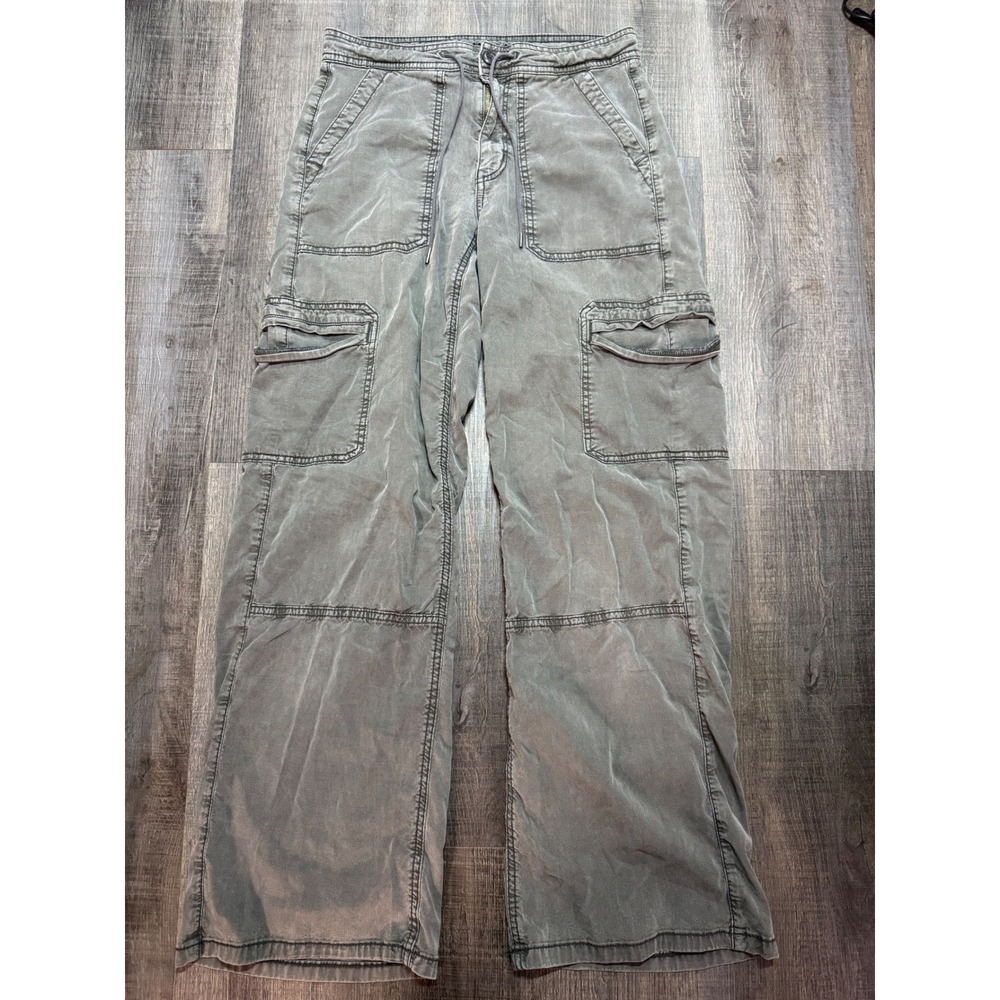 American Eagle Baggy Wide Leg Cargo Pants Grey Stretch Size 2 Regular